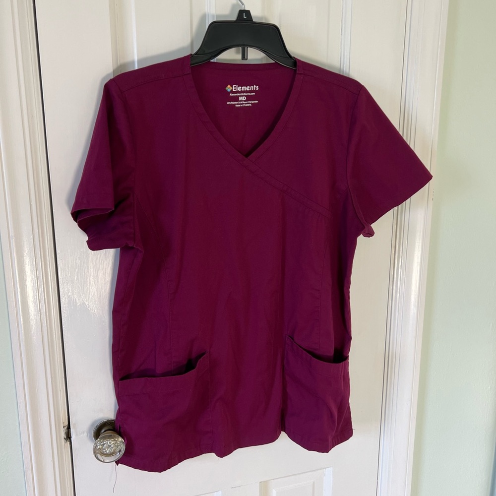 Elements Burgundy Scrub Top